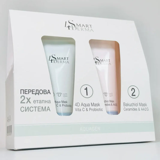 Інтенсивно зволожувальна антивікова 2-етапна система масок /Smart4Derma Aquagen 2-Stage Mask System 2x75 мл